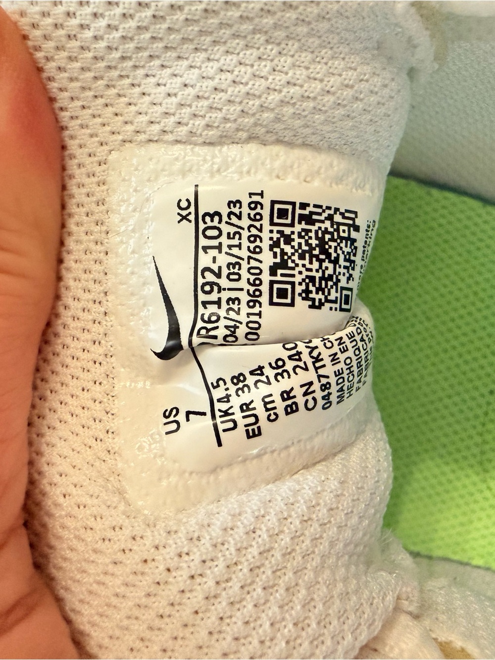 Nike White Sneakers with Neon Green Interior and Black Swoosh #Tennis - Picture 5 of 6